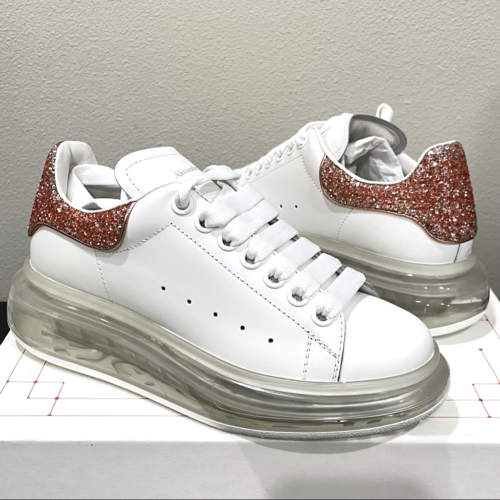 Alexander Mcqueen Lace Up Bubble Sole Platform Glitter Sneaker